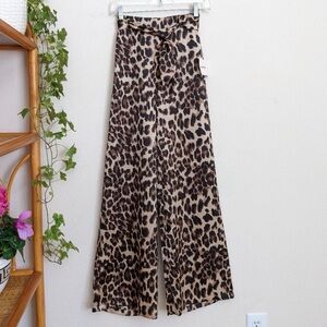 NWT superdown Leopard Print Wide Leg Pants silky and long